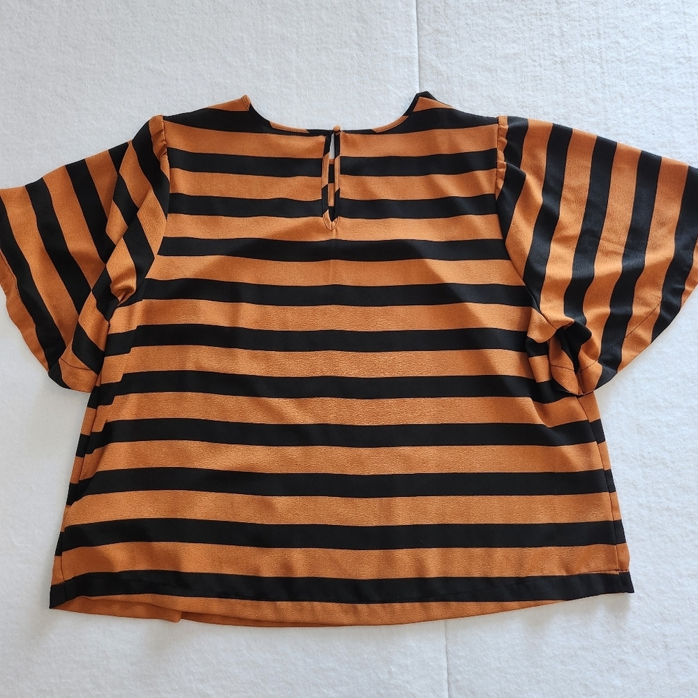 Who What Wear Black and Brown Striped Blouse Size 2X - Picture 3 of 8